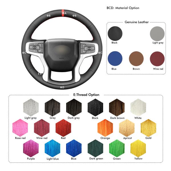 Hand Sewing DIY Artificial Leather Steering Wheel Cover For Chevrolet Silverado 1500 2500 3500 Blazer Suburban Tahoe 2019-2023