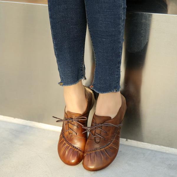 S116 Manufacturer women's shoes autumn 2020 new Huizu beauty retro handmade women's shoes convenient lace shoes women's