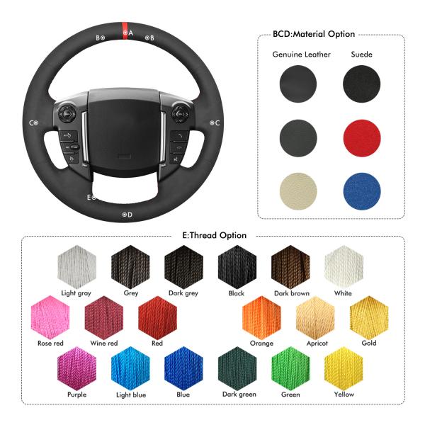 High Quality Customized Hand Sewing Suede Steering Wheel Cover With Red Stripe for Land Rover Discovery 4 2010-2016