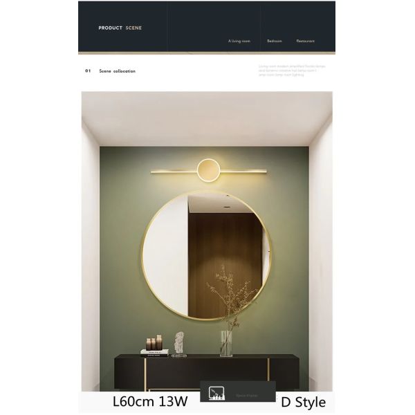 Golden Mekup Lighting Bathroom lamps Large L 80 60 40cm Mirror Front Light(WH-MR-92)