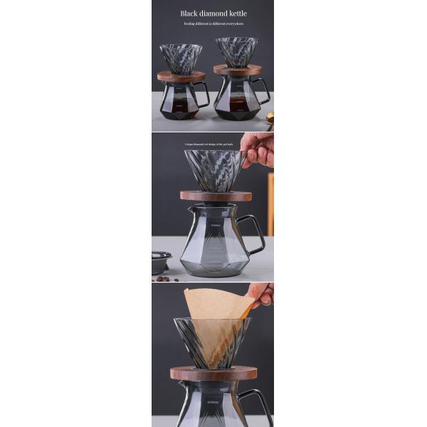 Office Drinkware Type Coffee Tea Sets Durable Transparent Borosilicate Glass Dripper