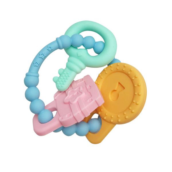 Clip amistoso Ring Teether del pacificador de la categoría alimenticia de los productos del silicón del bebé de Eco