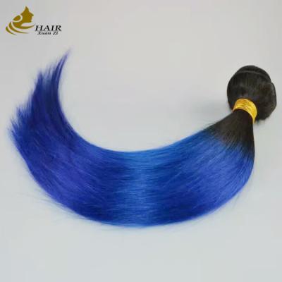Menina Brasileira Brasileira Ombre Extensões de Cabelo Humano Pacotes Azul 1B