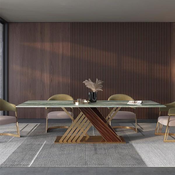 Brushed Marble Look Dining Table Gold Marble Top Dining Room Table