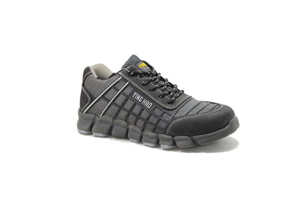 Low Top Sneaker Style Mens Lightweight Steel Toe Shoes Fuel Oil Resistant Grey