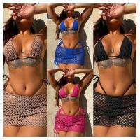 Bikini sexy noir d' été 3 pièces épaisseur standard