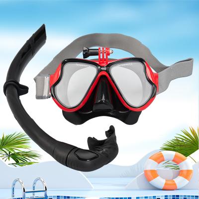 Full Dry Snorkel Mask Silicone Scuba Mask With Camera Mount Tempered Glass