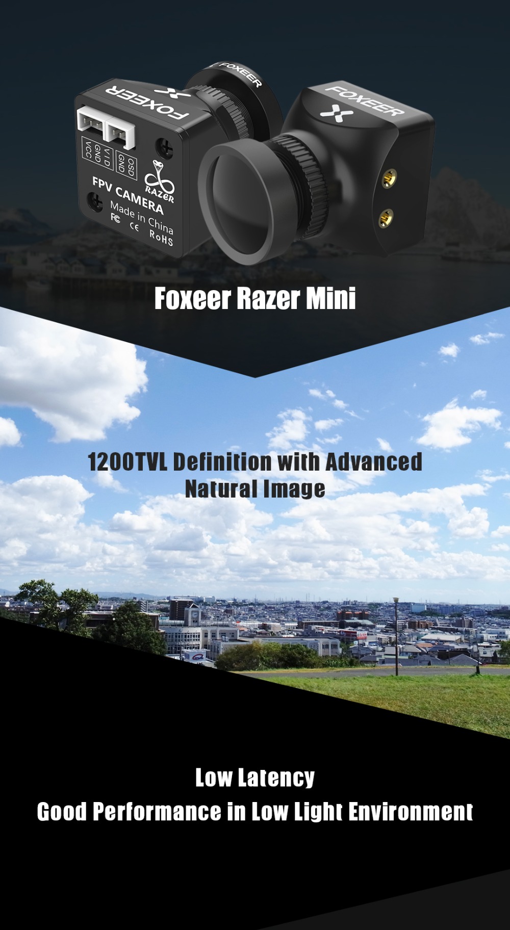 Factory Outlet Foxeer Mini HD 5MP 2.1mm M12 Lens 1200TVL Standard FPV Camera