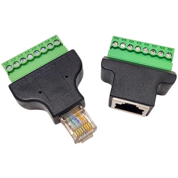 RJ45 Female Jack 8P8C to 8 Pin Screw Terminal Block Adapter for CCTV Vedio Solution