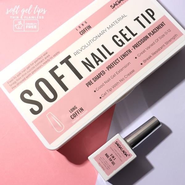Full Cover Almond Shaped Artificial Soft Gel Nail Extension Tips 500pc Empty Nail Tips Box Nature Press on Nails French Tip