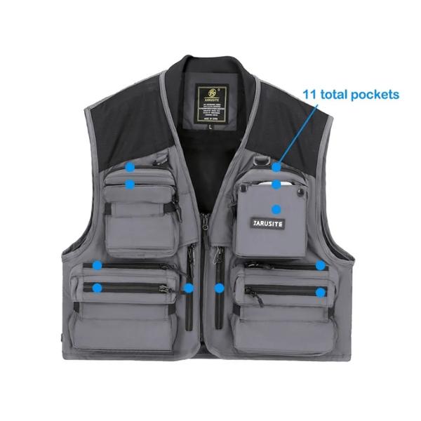 Fishing Hiking Vest Mens Photographer Waistcoat 11 Pockets Sleeveless Jacket