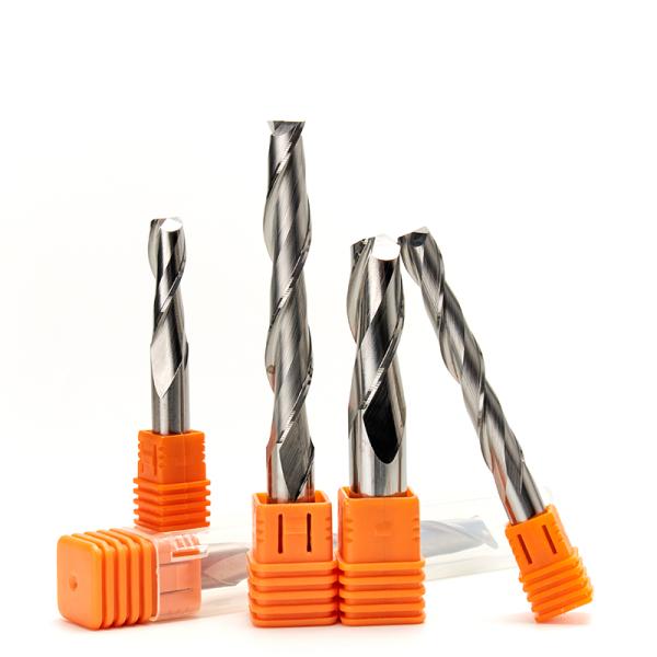 Fabricación Producción de aleación de carburo sólido de acabado de molino de 2 flautas espiral de fondo plano de router bits CNC cortador de fresado de madera