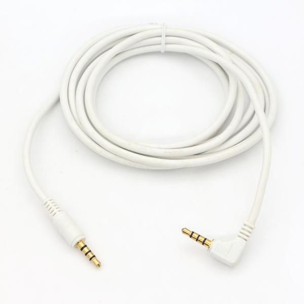 Conector de oro blanco personalizado de ángulo derecho masculino a masculino 3.5mm Jack TRRS Plug Stereo Audio Cable