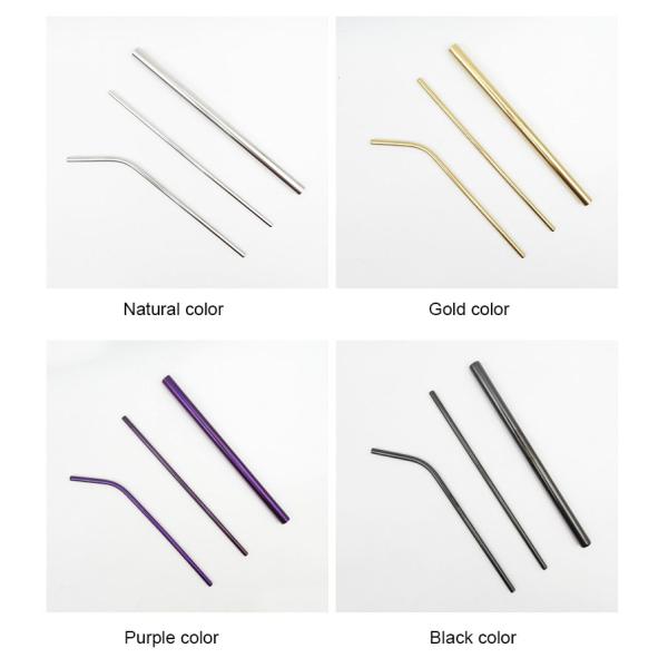 OEM Water Bottle Accessories Metal Smoothie Straws And Cleaning Brushs