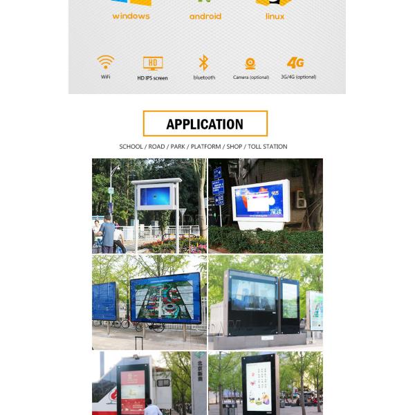 L'affichage à cristaux liquides surveillent le plancher extérieur de Signage de Digital tenant la publicité d'Android de 2500 lentes