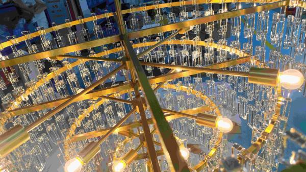 Customized Tiered Round Chandelier 152cm Crystal Chandelier With Brass Finish