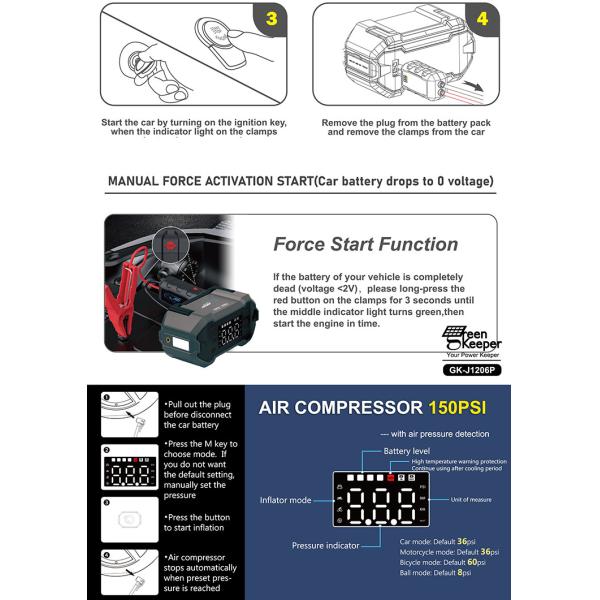 20000mah литий батарейный пакет Автомобильный ускоритель Power Bank прыжок стартер для автомобильных шин воздушный насос