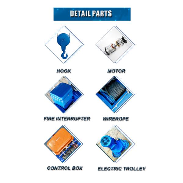 5 Ton Electric Wire Rope Hoist MD1 CD1 Type Electric Hoist With Wireless Remote Control