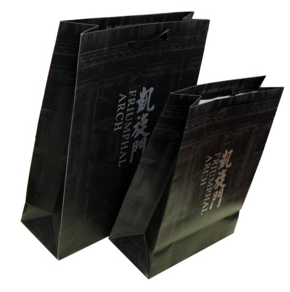 OEM Classic 230g Paper Carrier Bag With foil hotstamp logo /ribbon handle