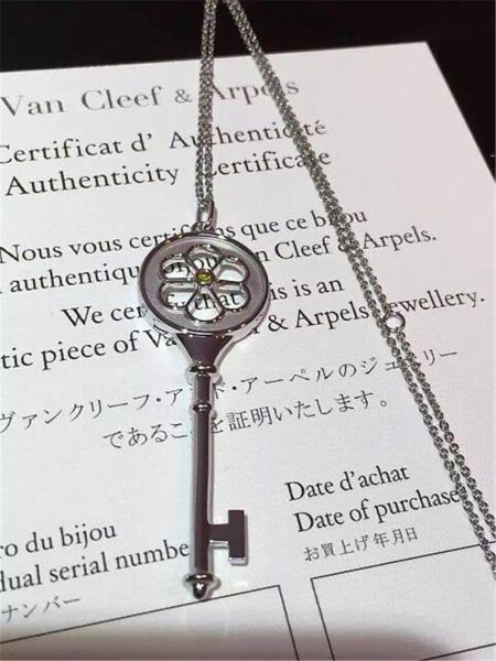  gold key necklace 18kt gold  with white gold or yellow gold or pink   gold