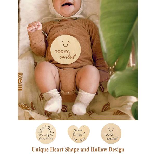 Custom Baby Milestone Cards 12 Pieces Baby Milestone Cards Wooden Commemorate Baby Birth Monthly Recording Card