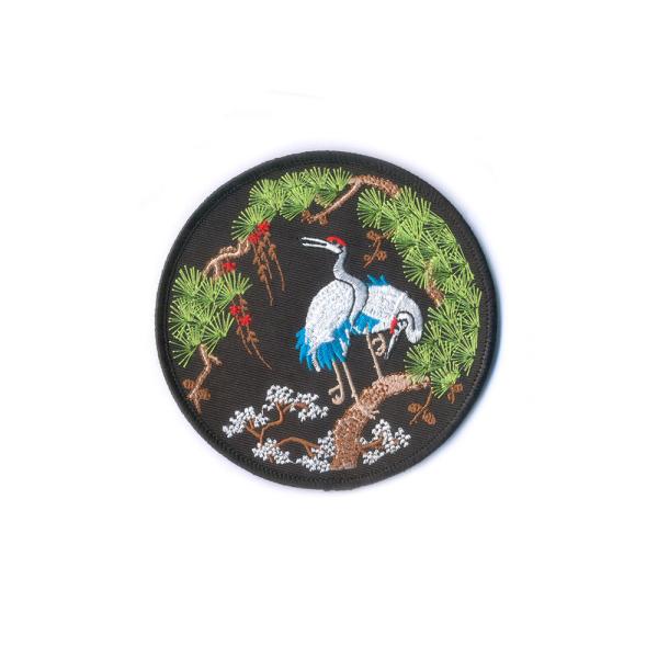 China Style Embroidered Patches Iron On For Clothes Merrowed Badge Crane Patch