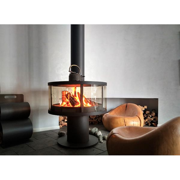 Contemporary Indoor Heaters Wood Burning Stove Suspended Steel Fireplace