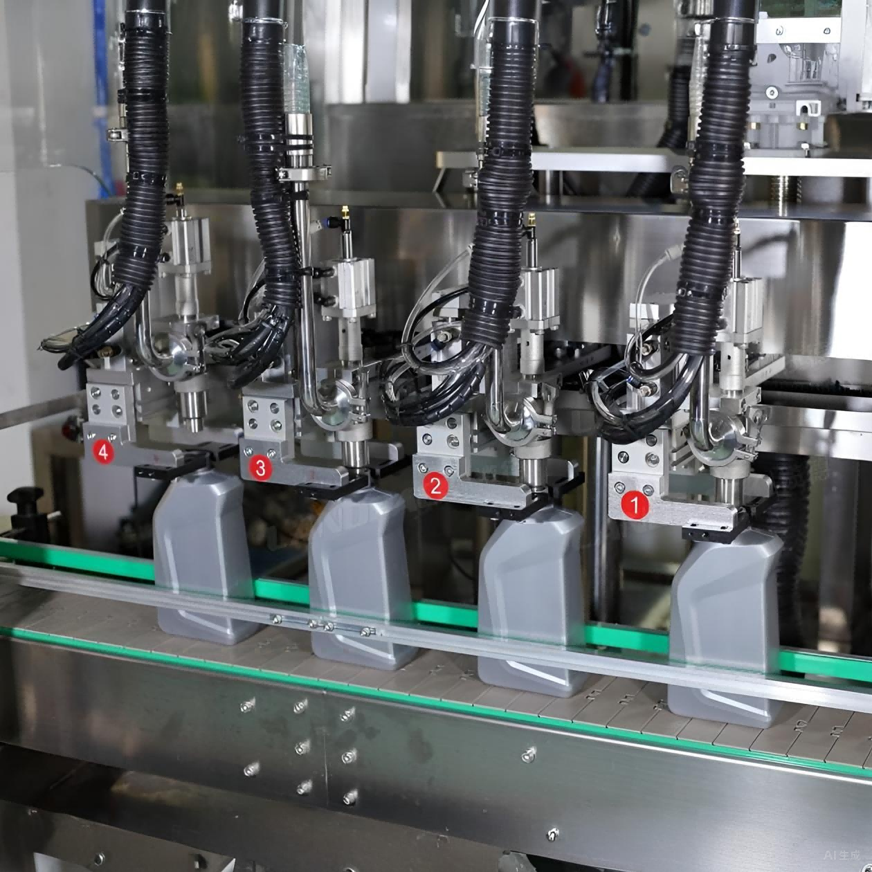 Automatic 4-Nozzles Tracking Filling Machine for Engine Oil Bottle Viscous Liquid Heavy Fluid