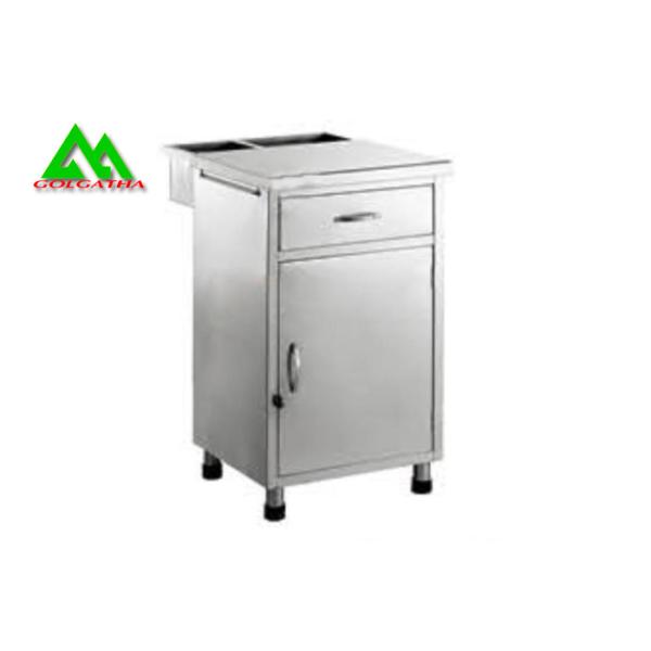 Metal Hospital Ward Equipment Stainless Steel Bedside Table With Drawer
