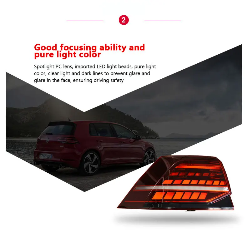 Заднее освещение для Volkswagen Vw Golf 7 13-21 Ретрофит 7.5 поколения Full Led Rear Tail Light Flow Рулевое управление