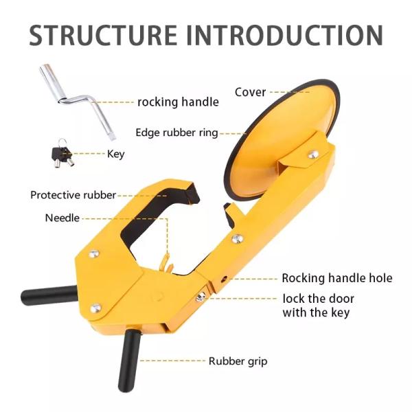 Похищение большой тележки соответствующее анти- сосать струбцину колеса замка автостоянки цвета диска желтую
