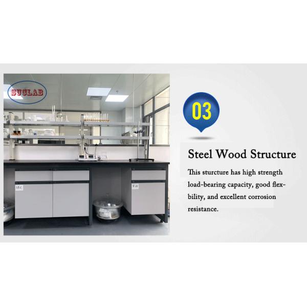 Structure en acier en bois Bureau de laboratoire de chimie pour des postes de travail efficaces Conception de meubles de laboratoire