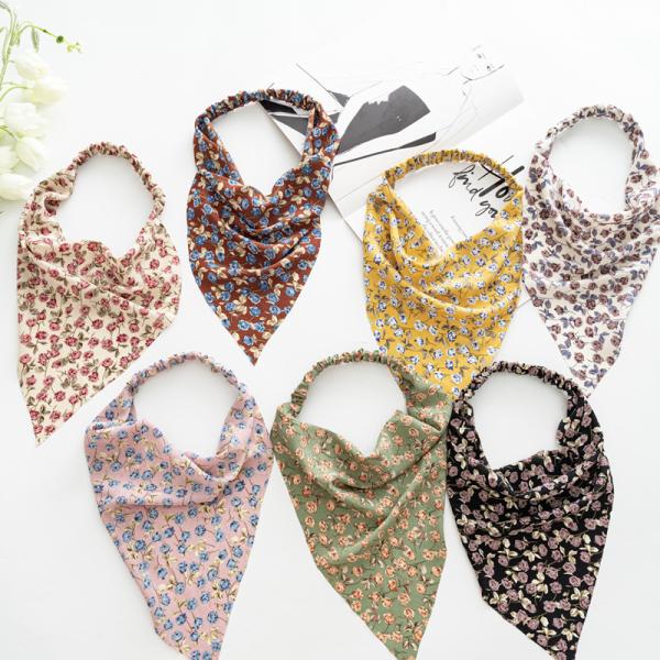 Europe United States floral hair band square scarf hair girl elastic headband cross-border hot bun head triangle