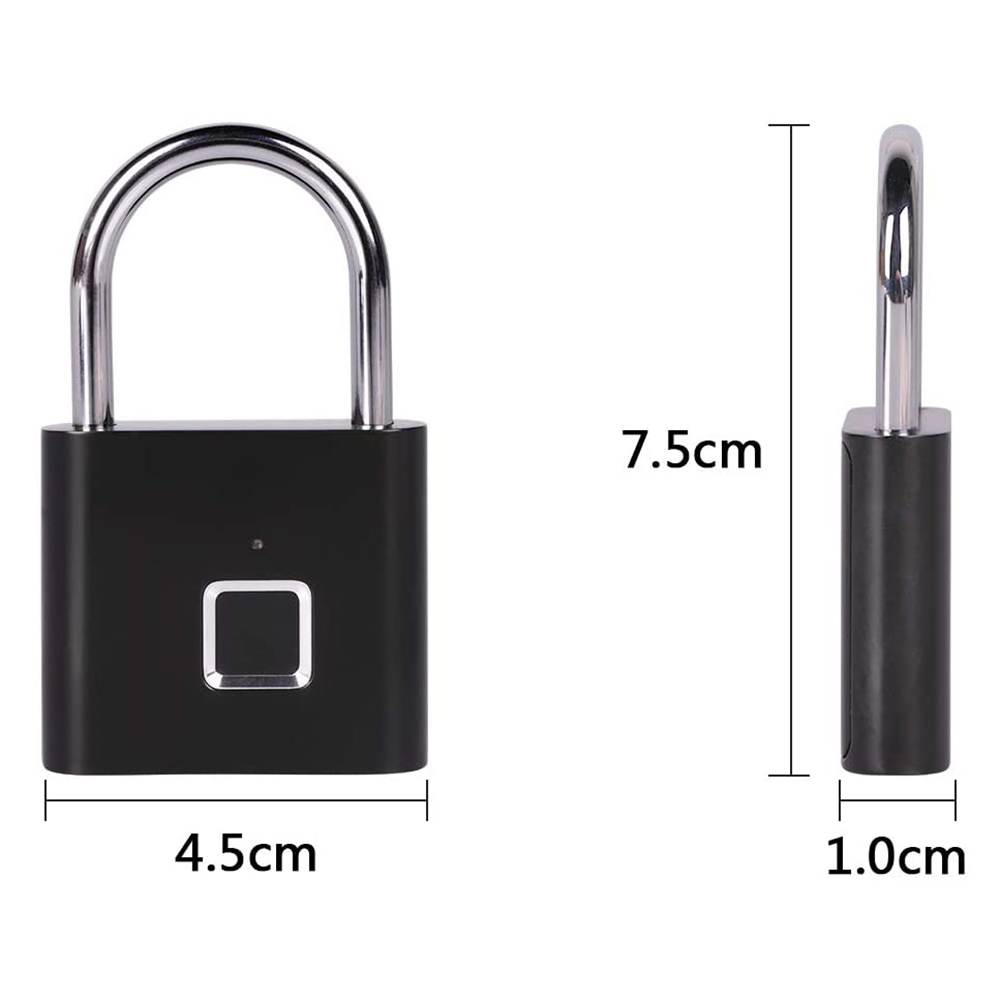 Fingerprint Padlock USB Rechargeable Security Keyless Lock IP67 Waterproof Indoor Outdoor Zinc Alloy Smart Padlock Custom Logo