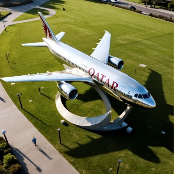 Stainless Steel Customizable Passenger Aircraft Sculpture for Outdoor Decoration and Aviation Art