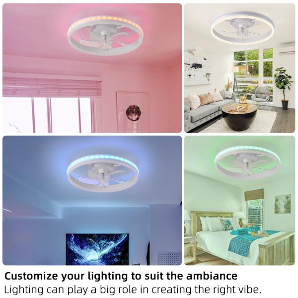 Manufacturer 20 Inch Flush Mount Ceiling Fan Light , Bedroom White Fandelier Ceiling Fan With Light