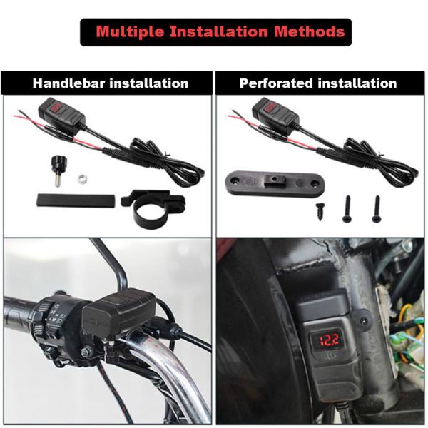 QC 3.0 Waterproof 12v Motorcycle Usb Outlet Iso Listed Red / Blue