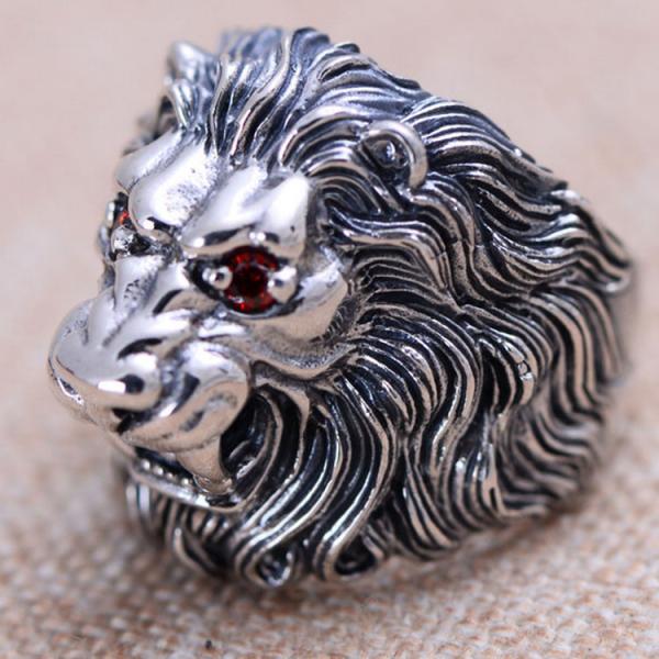 Men Style Lion Heads Design Chunky Black 925 Silver Ring (XH047098W)