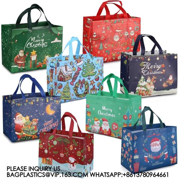 Christmas Gift Bags,Christmas Tote Bags With Handles, Christmas Treat Bags, Multifunctional Non-Woven Christmas Bags