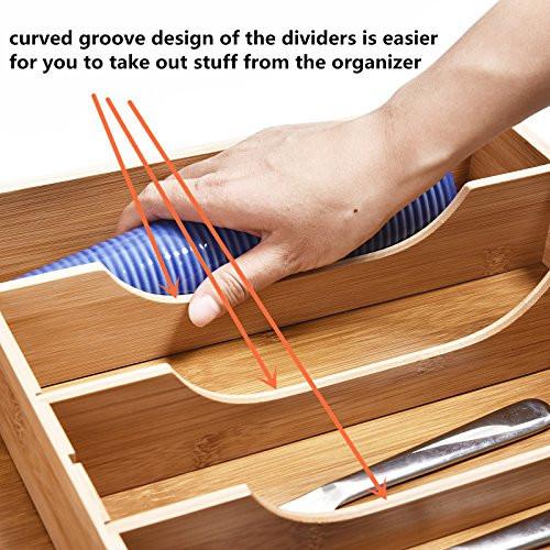 Stackable Bamboo Cutlery Tray Drawer Organizers With Absorb Less Liquid