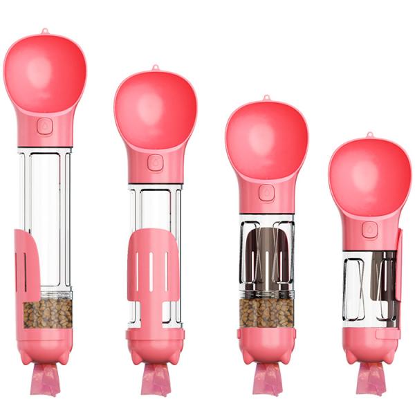 Dispensador de agua para mascotas plegable 4 en 1 botella para perros a prueba de fugas 300/500ml Perrito de viaje portátil