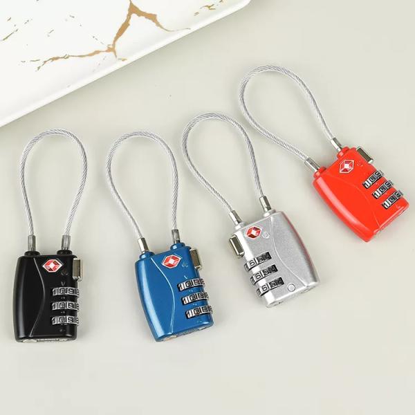 3 Digit Code TSA Lock Outdoor Industrial Safety Luggage Backpack Zipper Wire Rope Key Combination Padlock Zinc Plastic RARLUX