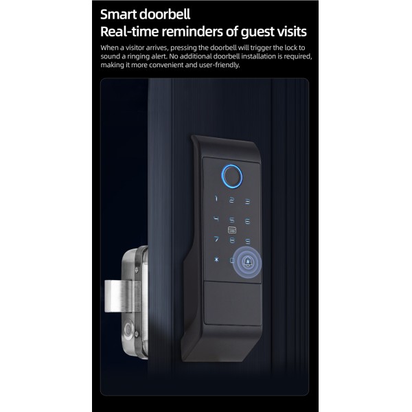 Inteligente Ttlock Smart Door Lock Keyless Wifi Biometric Fingerprint Electric Rim Lock External Anti-theft Bull Head Lock