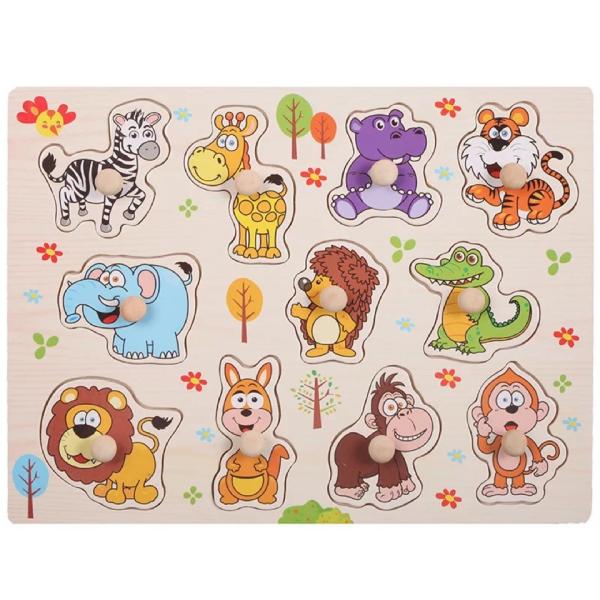 Hand Grasp 3D Montessori Wooden Jigsaw Puzzle For Infant Education