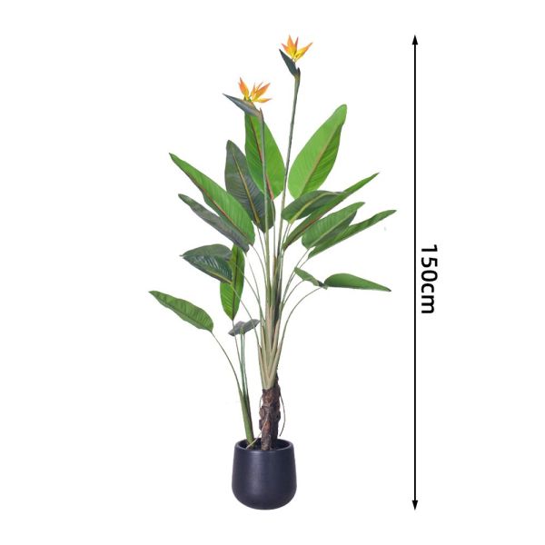 haihong Artificial plant Silk Bird of Paradise Tropical Palm Tree Potted Plant for Decor