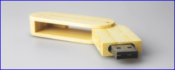 Twister USB Thumb Drive Natural Wood Bamboo Material Capless Design