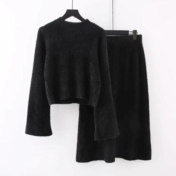 Product Type Regular Fit Women s Sweaters with Top And Skirt Set Style Imitation mink velvet knitted sweater set