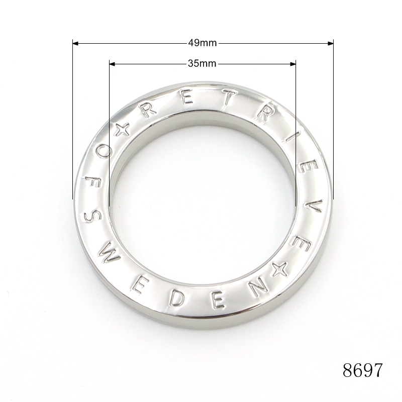 Custom Handbag O Rings Shiny Zinc Alloy Ring 35mm Bag Accessories