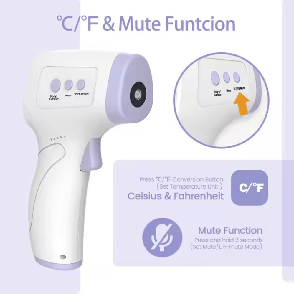 Body Or Object Surface Medical Forehead Thermometer Non Contact With Auto Shut Off