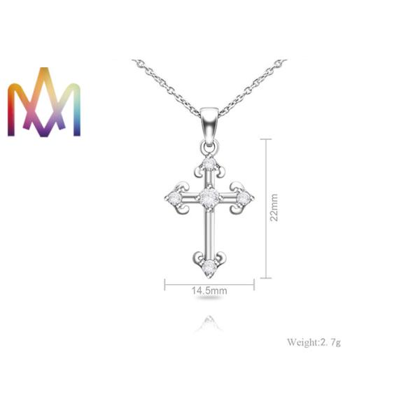 Collar grabado para mujer del colgante del Zircon de la cruz del ODM del OEM